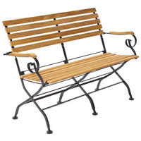 GARTENBANK 130/59/86,5 cm Teakholz  Stahl  - Schwarz/Teakfarben, ROMANTIK / LANDHAUS, Holz/Metall (130/59/86,5cm) - Ambia Garden