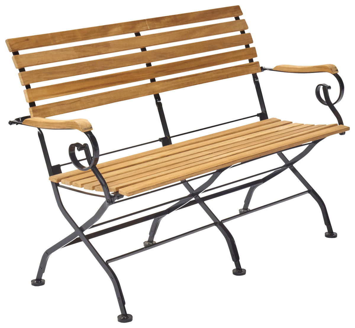 GARTENBANK 130/59/86,5 cm Teakholz  Stahl  - Schwarz/Teakfarben, ROMANTIK / LANDHAUS, Holz/Metall (130/59/86,5cm) - Ambia Garden