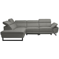 ROHOVÁ SEDAČKA, kůže, šedá - šedá/černá, Design, kov/kůže (225/281cm) - Celina Home