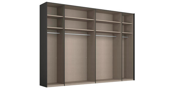 SCHWEBETÜRENSCHRANK  in Graphitfarben, Grau  - Alufarben/Graphitfarben, Design, Glas/Holzwerkstoff (271/236/68cm) - Xora