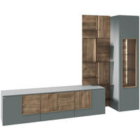 WOHNWAND  in Wildeiche, Graugrün 272/196/50 cm  - Wildeiche/Graugrün, Design, Glas/Holz (272/196/50cm) - Voglauer