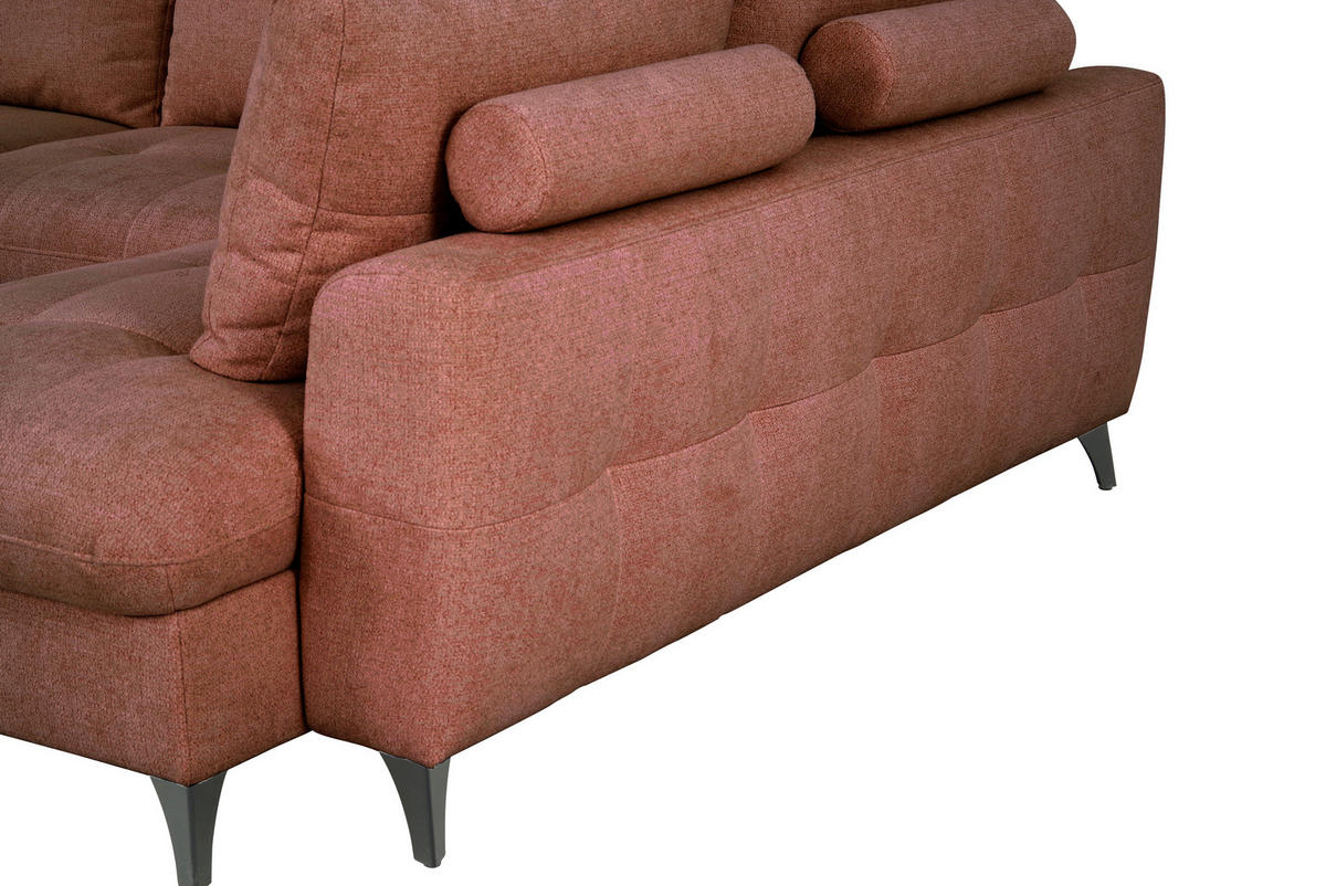 WOHNLANDSCHAFT Rot Chenille  - Rot/Schwarz, KONVENTIONELL, Textil/Metall (160/340/188cm) - Xora