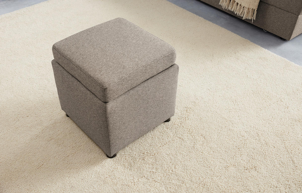 HOCKER Webstoff Hellgrau  - Hellgrau/Schwarz, Design, Kunststoff/Textil (45/47/45cm) - LOOKS by W.Joop