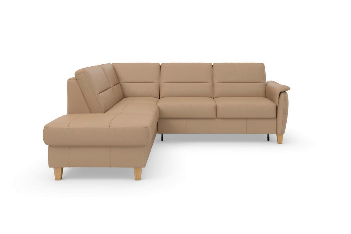 ROHOVÁ SEDAČKA, kůže, cappuccino - barvy dubu/cappuccino, Basics, dřevo/kůže (212/236cm) - Sit & More