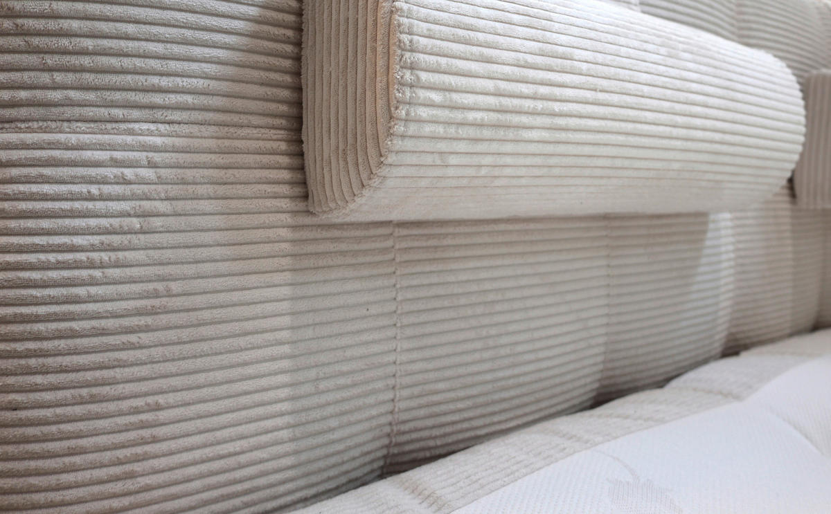 KONTINENTALSÄNG 180/200 cm  i cremefärgad  - svart/cremefärgad, Klassisk, metall/trä (180/200cm) - Cassando