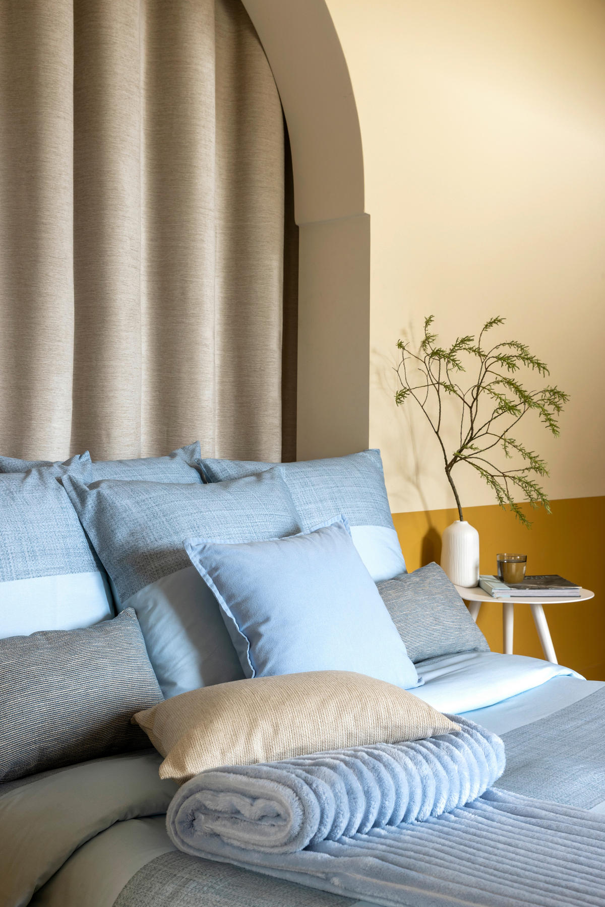 BETTWÄSCHESET Satin 160/210 cm  65 cm/100 cm  - Pastellblau/Graublau, Basics, Textil (160/210cm) - Novel