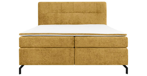 BOXSPRINGBETT 180/200 cm,  in Currygelb, Topper, H4 + H4 = sehr fest  - Currygelb/Schwarz, Design, Textil/Metall (180/200cm) - Esposa