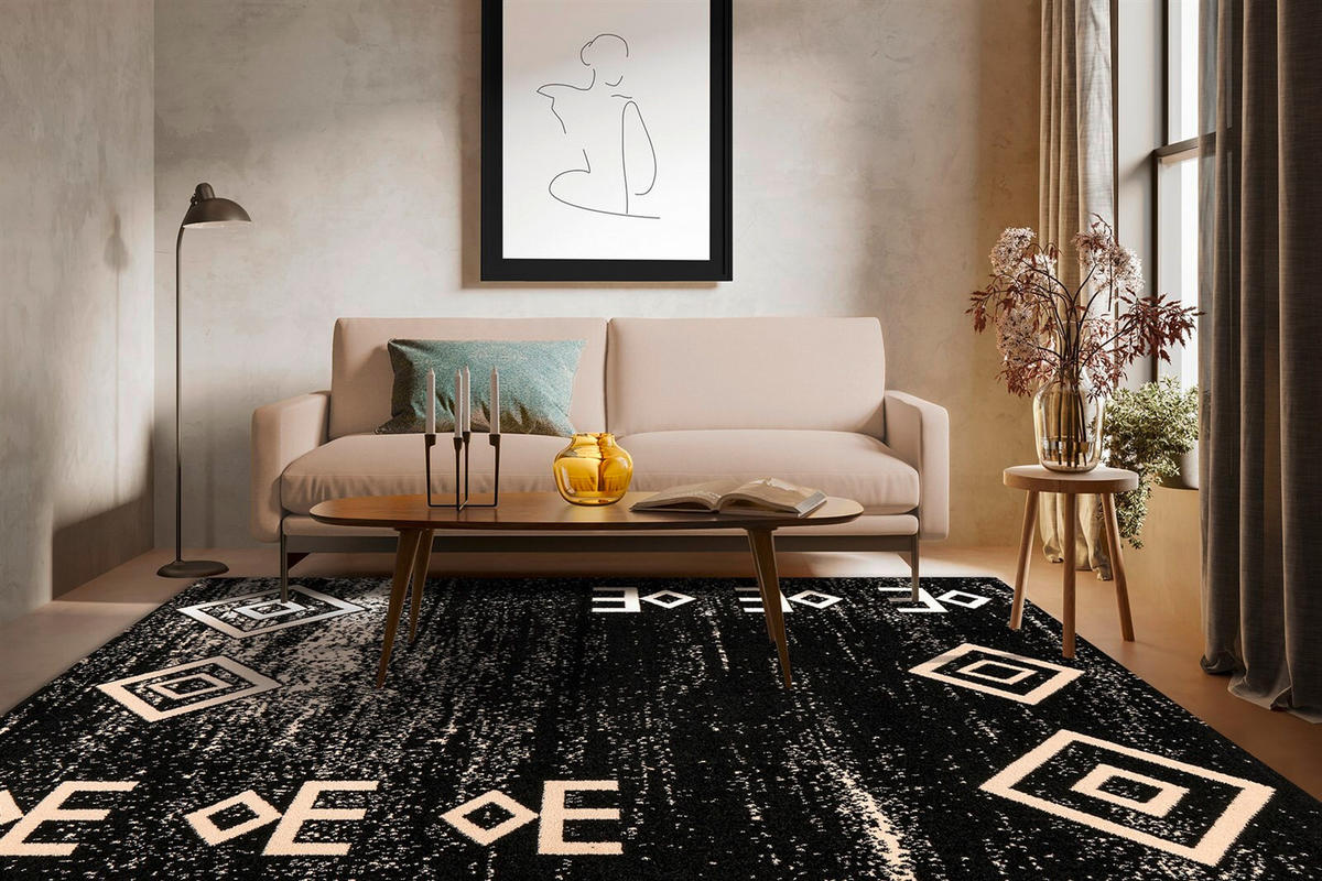 TEPPICH 160/230 cm Naila 100 Schwarz Schwarz  - Schwarz, KONVENTIONELL, Textil (160/230cm)