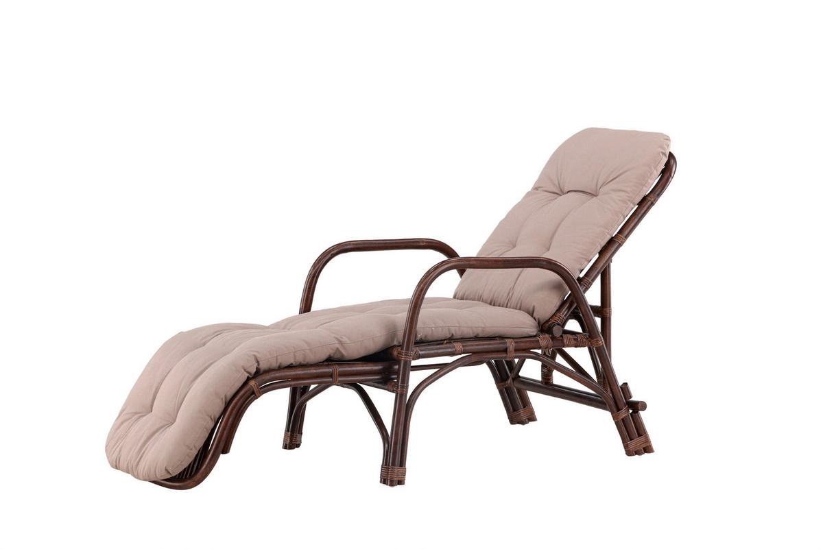 SONNENLIEGE 67/101/177 cm Rattan  - Beige/Braun, MODERN, Holz/Textil (67/101/177cm) - Gardenson