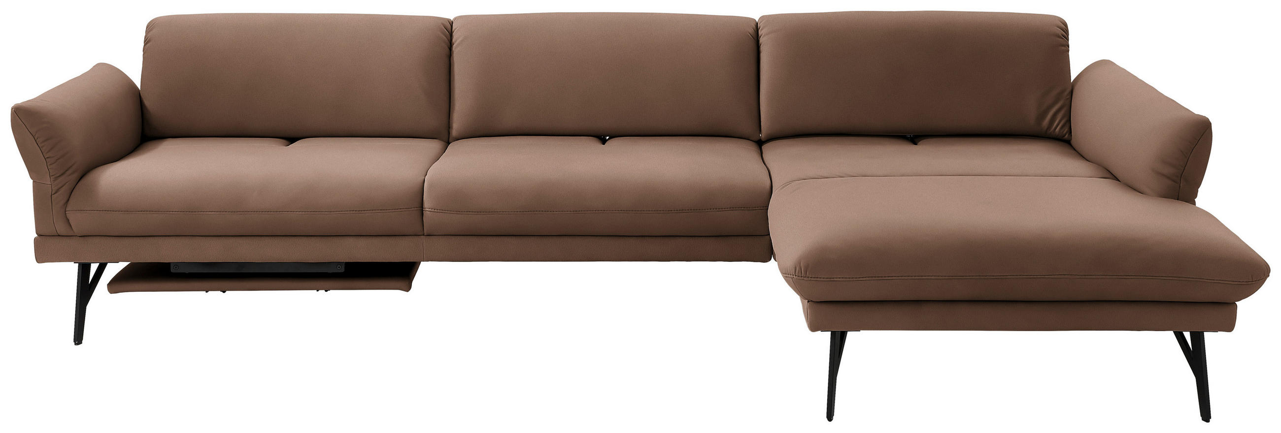 ECKSOFA in Echtleder Braun  - Anthrazit/Braun, Design, Leder/Metall (308/173cm) - Joop!