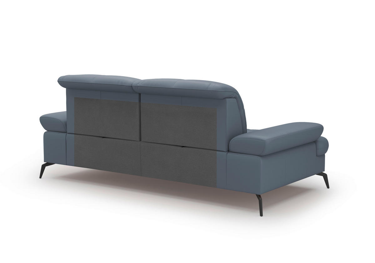 3-SITZER-SOFA in Vliesstoff Kombination Echtleder/Stoff Graublau  - Graublau/Schwarz, Konventionell, Leder/Textil (212/90/122cm) - Sit & More