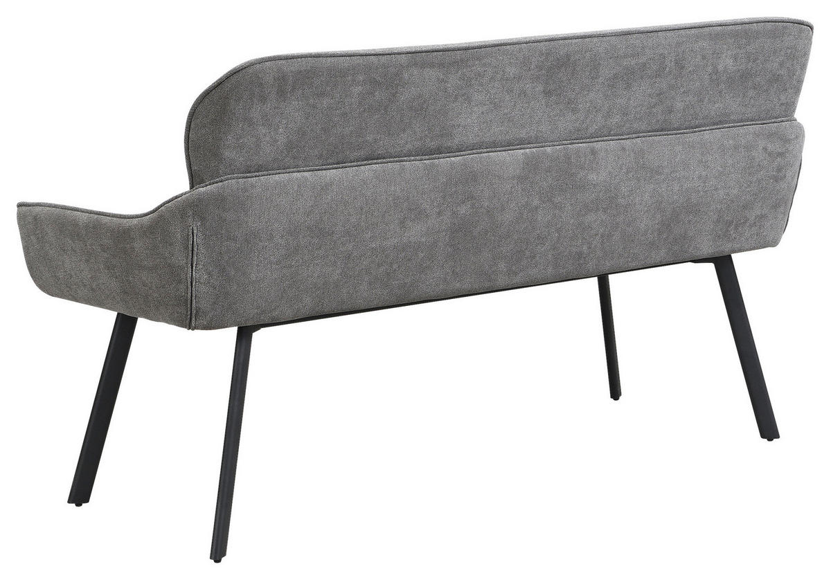 SITZBANK in Metall, Textil Schwarz, Dunkelgrau  - Dunkelgrau/Schwarz, MODERN, Textil/Metall (140/90/62cm) - MID.YOU
