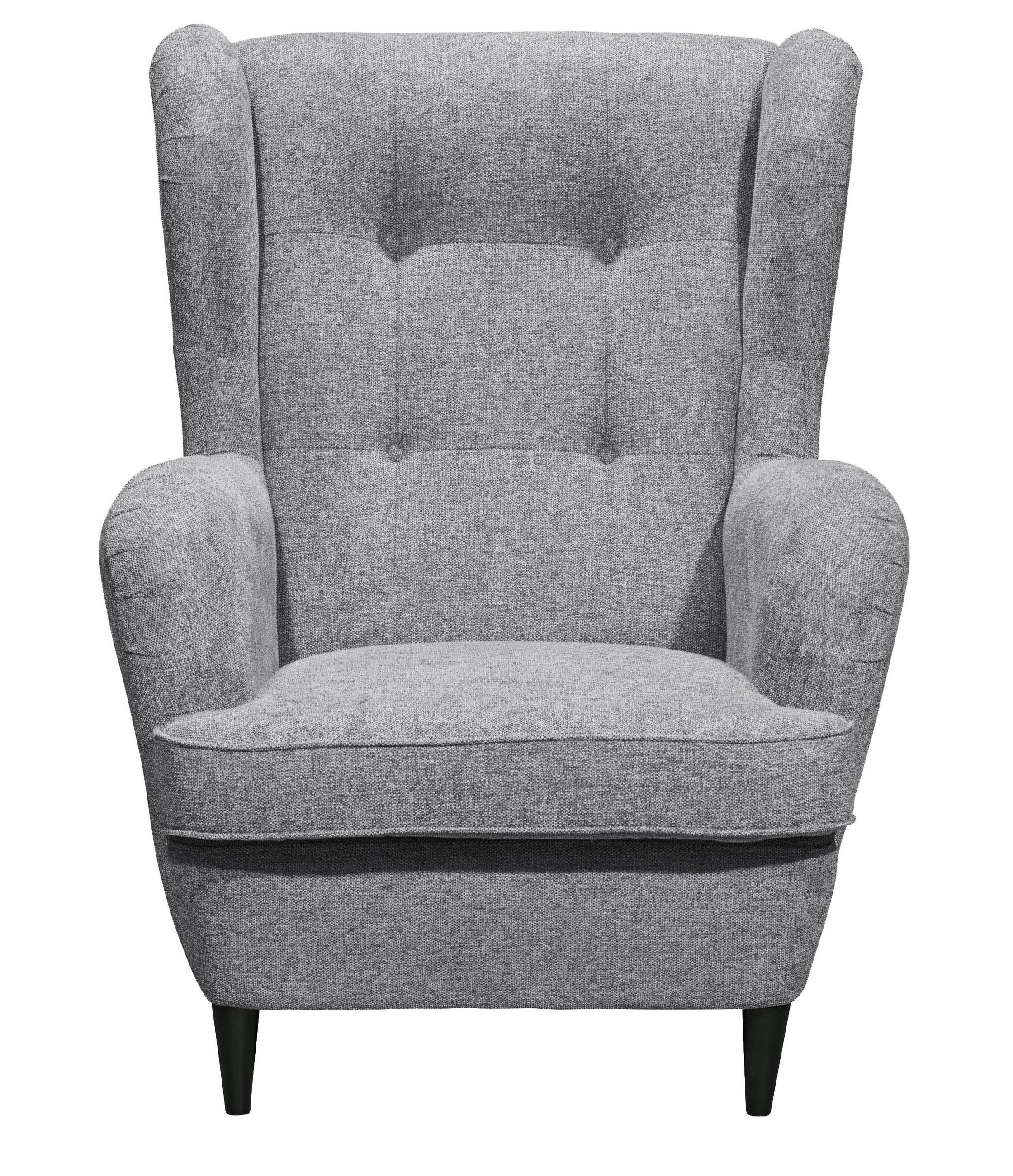 OHRENSESSEL Webstoff Grau  - Schwarz/Grau, Basics, Holz/Textil (78/102/98cm) - Carryhome