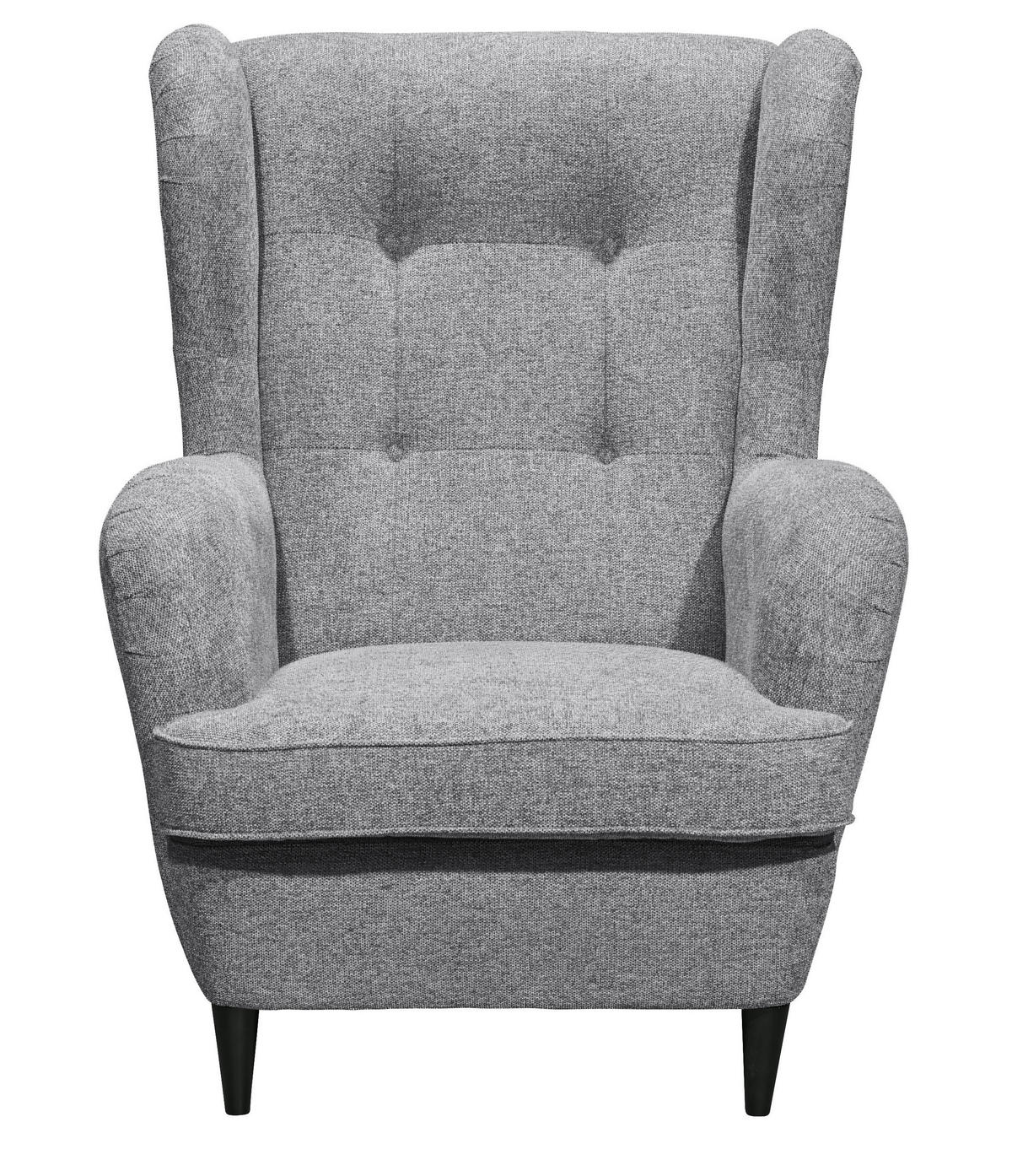 OHRENSESSEL in Webstoff Grau  - Schwarz/Grau, Basics, Holz/Textil (78/102/98cm) - Carryhome