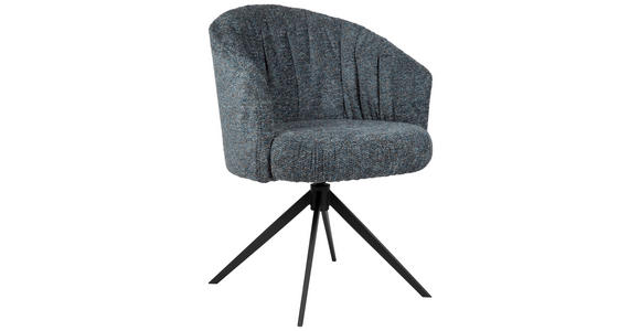 ARMLEHNSTUHL  in Eisen Chenille  - Blau/Schwarz, Design, Textil/Metall (63/81,5/62,5cm) - Dieter Knoll