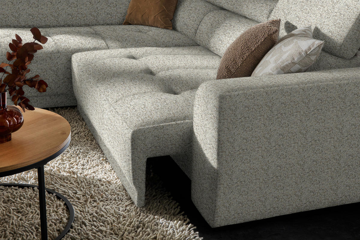 ECKSOFA in Struktur Creme  205/284 cm  - Creme/Schwarz, Design, Kunststoff/Textil (205/284cm) - Xora