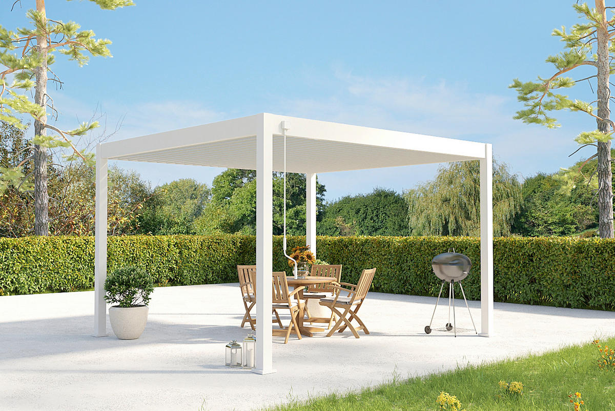 PERGOLA 360/255/400 cm Aluminium  - Weiß Hochglanz, Basics, Metall (360/255/400cm) - Gardenson