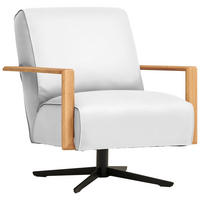 SESSEL in Echtleder Weiß  - Wildeiche/Schwarz, Design, Leder/Holz (72/82/86cm) - Koinor
