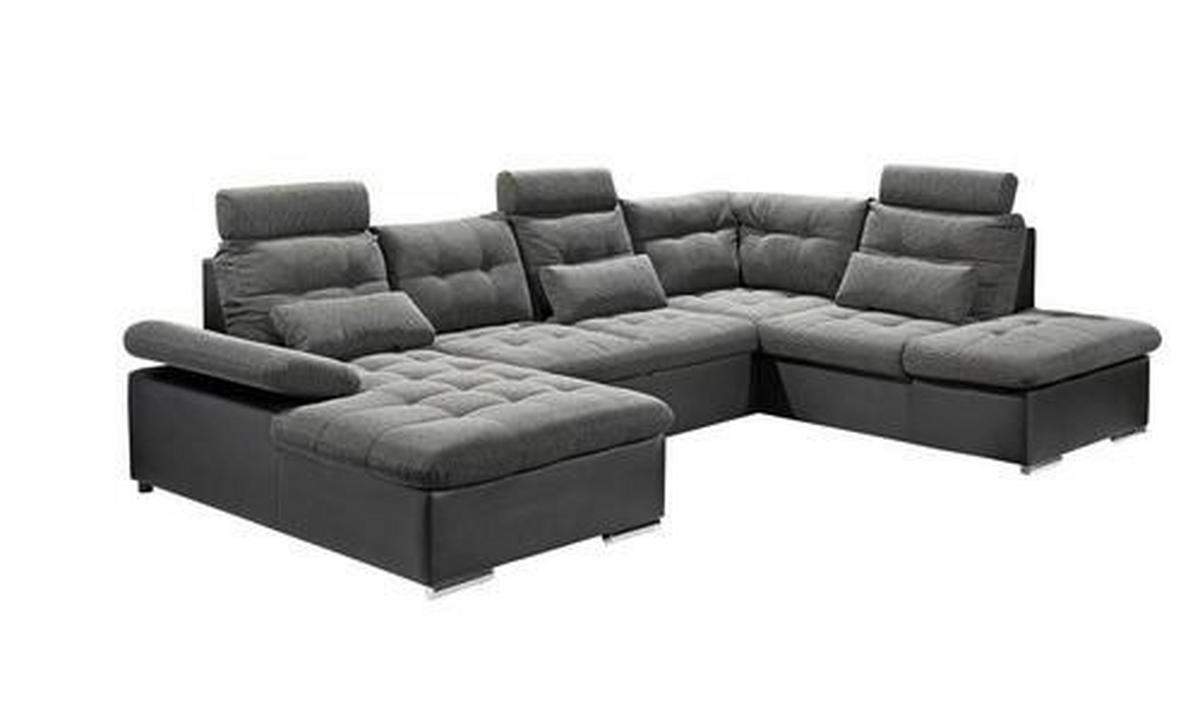 WOHNLANDSCHAFT Grau, Schwarz Webstoff  - Chromfarben/Schwarz, Design, Kunststoff/Textil (170/324/218cm) - MID.YOU