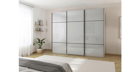 SCHWEBETÜRENSCHRANK in Grau, Weiß - Schwarz/Weiß, KONVENTIONELL, Glas/Holzwerkstoff (271/223/68cm) - Novel