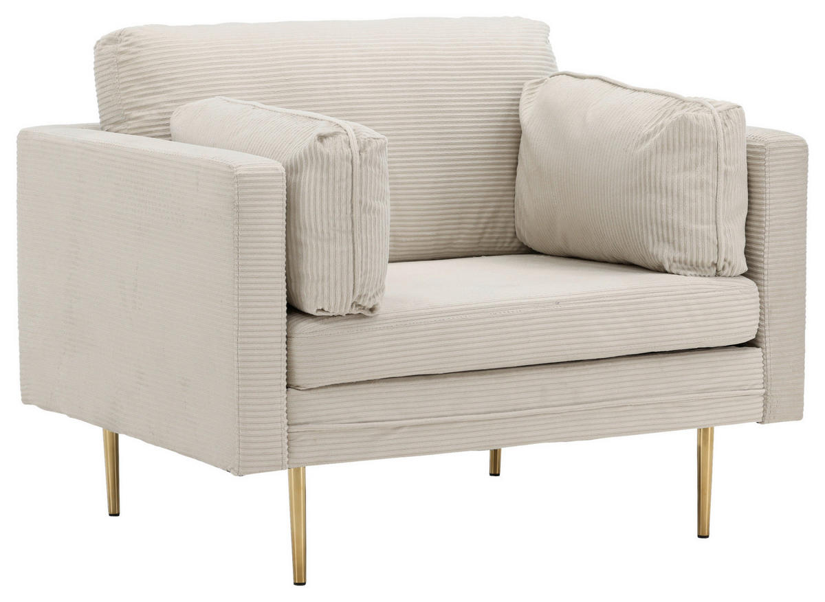 SESSEL in Goldfarben, Beige  - Beige/Goldfarben, Design, Textil/Metall (110/84/86cm) - Livetastic