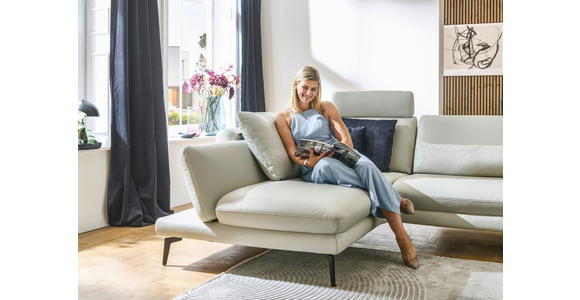 ECKSOFA  in Echtleder Silberfarben  195/308 cm  - Silberfarben/Schwarz, Design, Leder/Metall (195/308cm) - Dieter Knoll