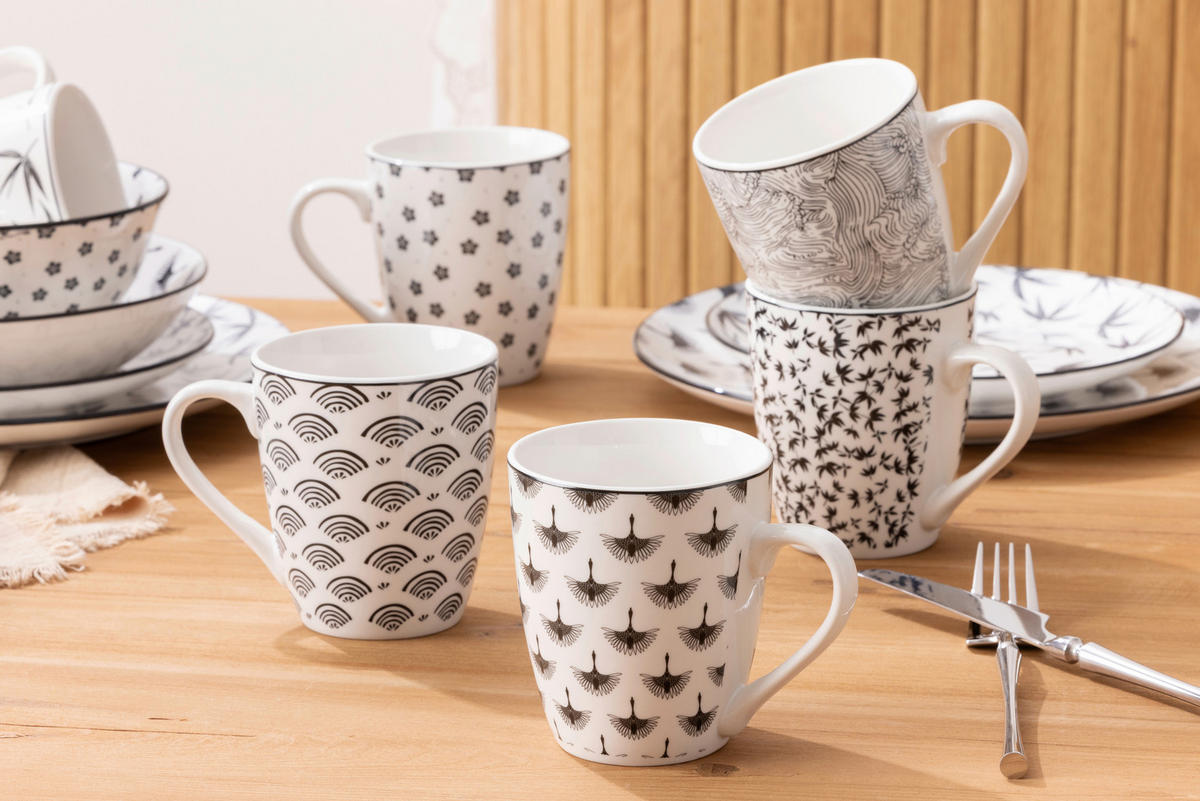 KOMBISERVICE TOKYO 2.0 30-teilig  - Schwarz/Weiß, Trend, Keramik - Novel