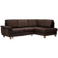 ECKSOFA in Flachgewebe Dunkelbraun  - Eichefarben/Dunkelbraun, Design, Holz/Textil (253/185cm) - Cantus