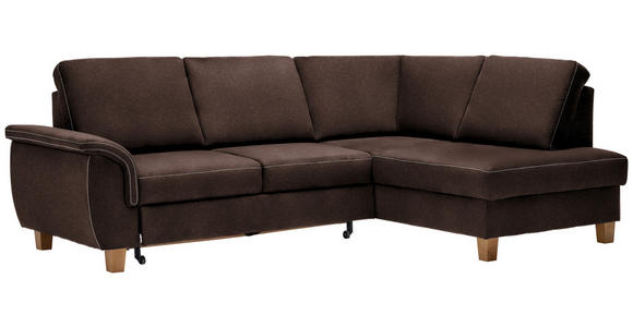 ECKSOFA in Flachgewebe Dunkelbraun  - Eichefarben/Dunkelbraun, Design, Holz/Textil (253/185cm) - Cantus