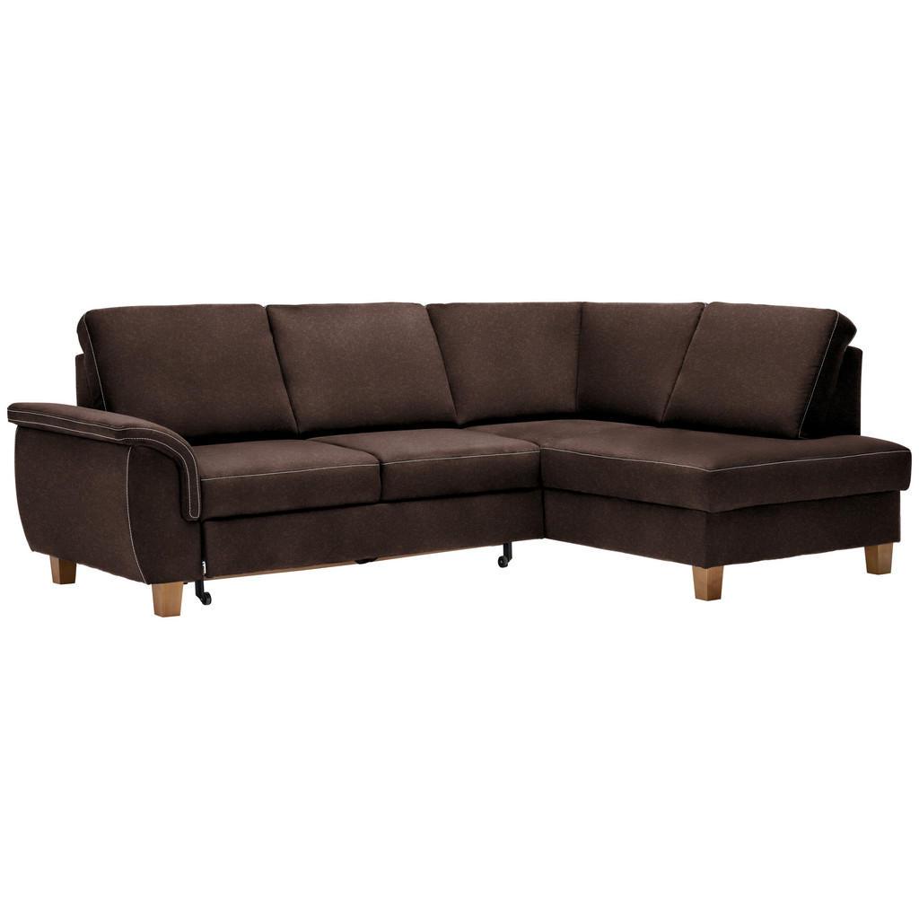 Thumbnail - Cantus Ecksofa, Braun, Textil, Eiche, Uni, 4-Sitzer, Ottomane rechts, L-Form, 253x185 cm, Stoffauswahl, seitenverkehrt e...