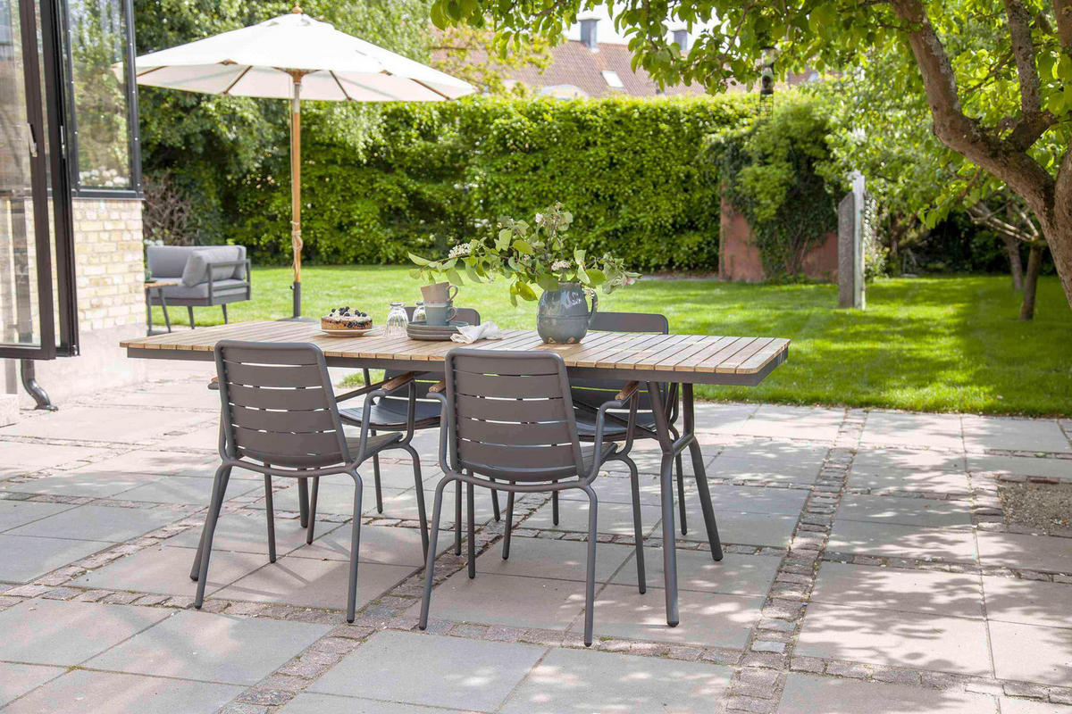 GARTENTISCH 88/197,5/74 cm Holz Anthrazit, Naturfarben rechteckig  - Anthrazit/Naturfarben, Natur, Holz/Metall (88/197,5/74cm) - Gardenson