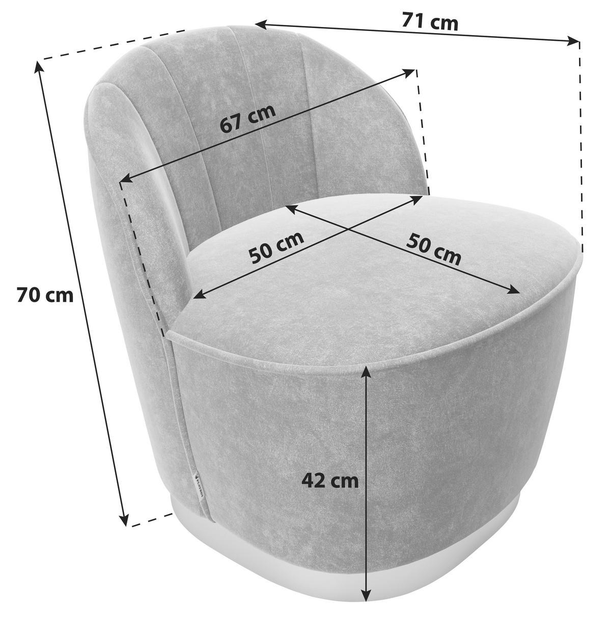 SESSEL Samt Anthrazit    - Anthrazit, KONVENTIONELL, Textil (67/70/71cm) - Playboy