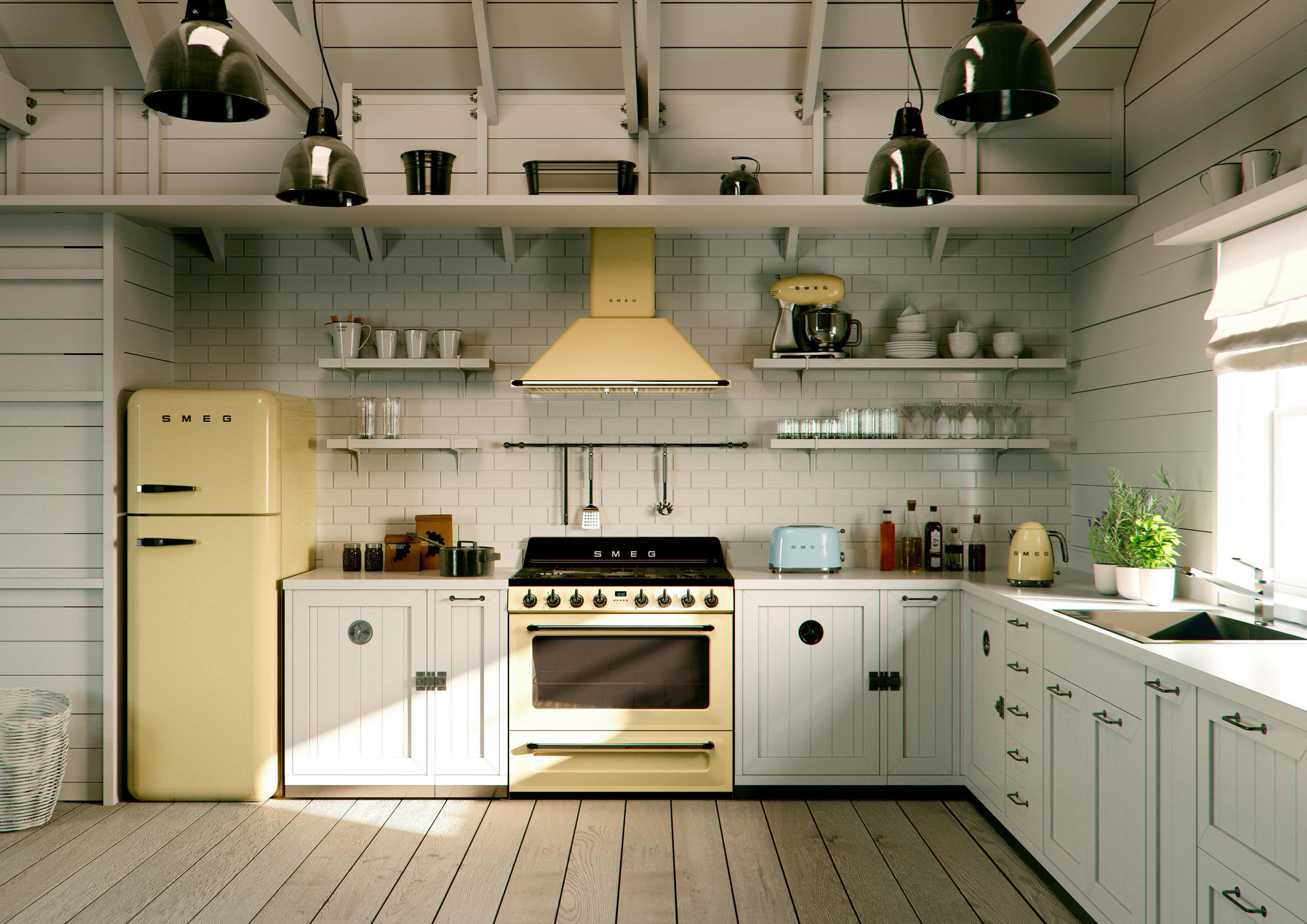 DUNSTABZUGSHAUBE KT90PE  - Creme, Basics, Metall (90/74/53cm) - SMEG