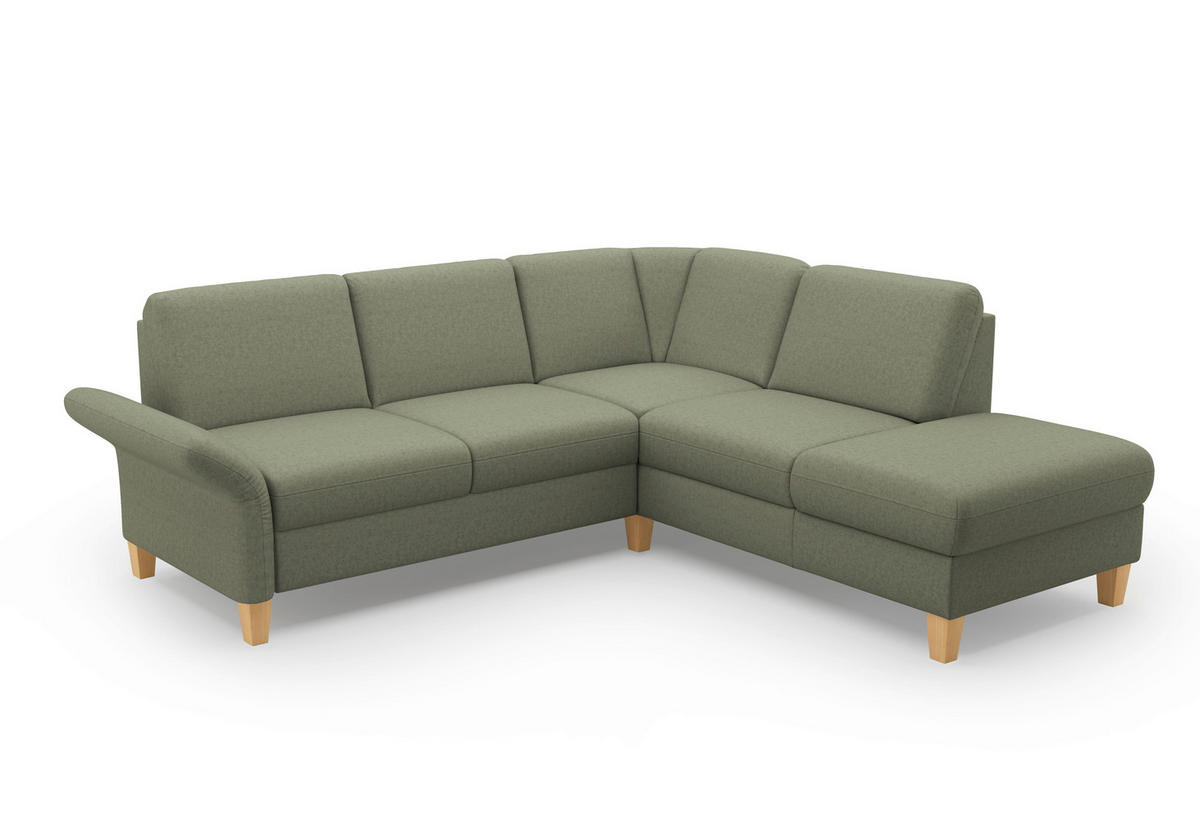 ECKSOFA ROCHELLE E Olivgrün Flachgewebe  - Eichefarben/Olivgrün, KONVENTIONELL, Holz/Textil (240/216cm) - Sit & More