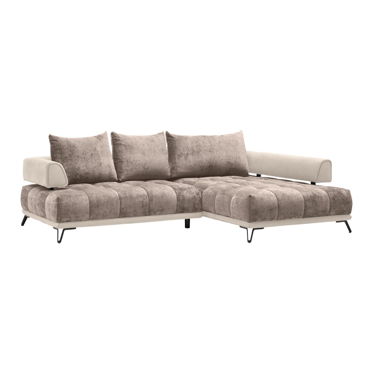 HÖRNSOFFA i cappuccino  - cappuccino/svart, Modern, metall/textil (262/67-87/184cm) - MID.YOU