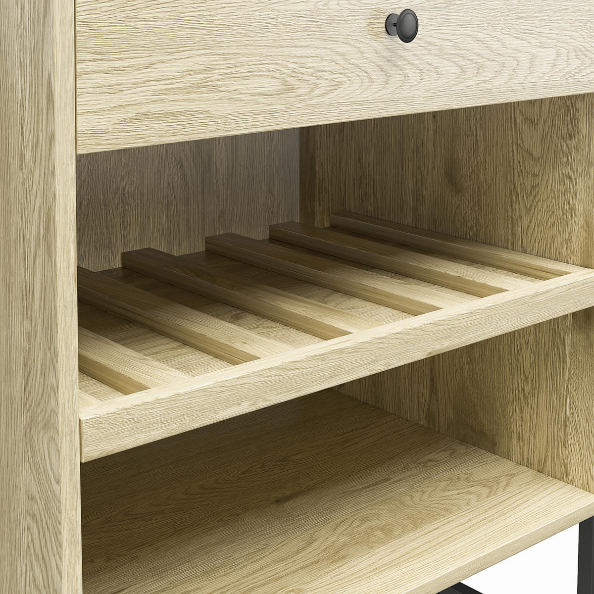 NACHTTISCH 59/82/43 cm  in Eichefarben  - Eichefarben/Schwarz, Design, Papier/Holzwerkstoff (59/82/43cm) - MID.YOU