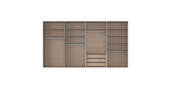 SCHWEBETÜRENSCHRANK 360/236/68 cm 4-türig Weiß, Weiß Hochglanz  - Weiß Hochglanz/Alufarben, Basics, Glas/Holzwerkstoff (360/236/68cm) - Novel