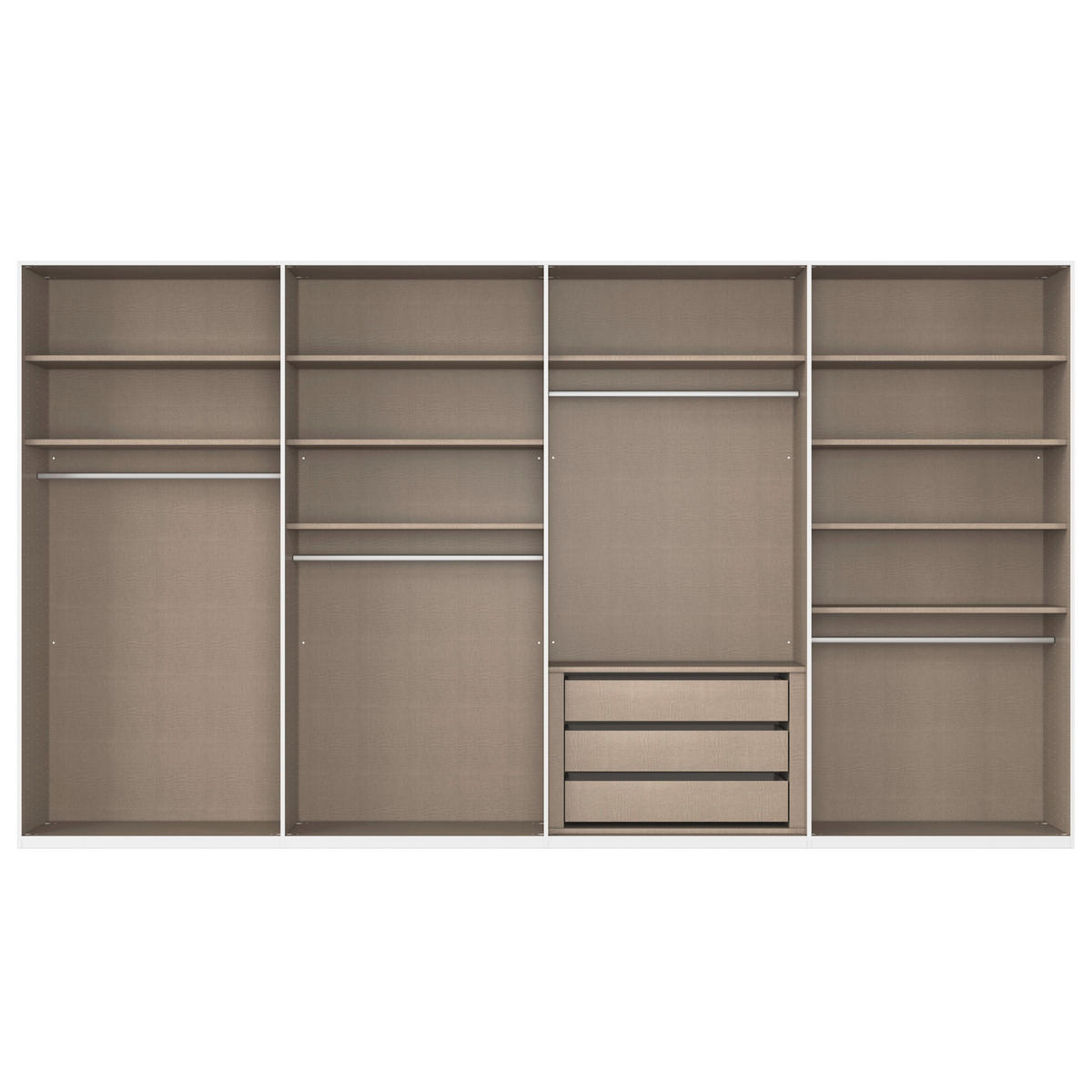 SCHWEBETÜRENSCHRANK 400/223/68 cm 4-türig Weiß, Weiß Hochglanz  - Weiß Hochglanz/Alufarben, Basics, Glas/Holzwerkstoff (400/223/68cm) - Novel