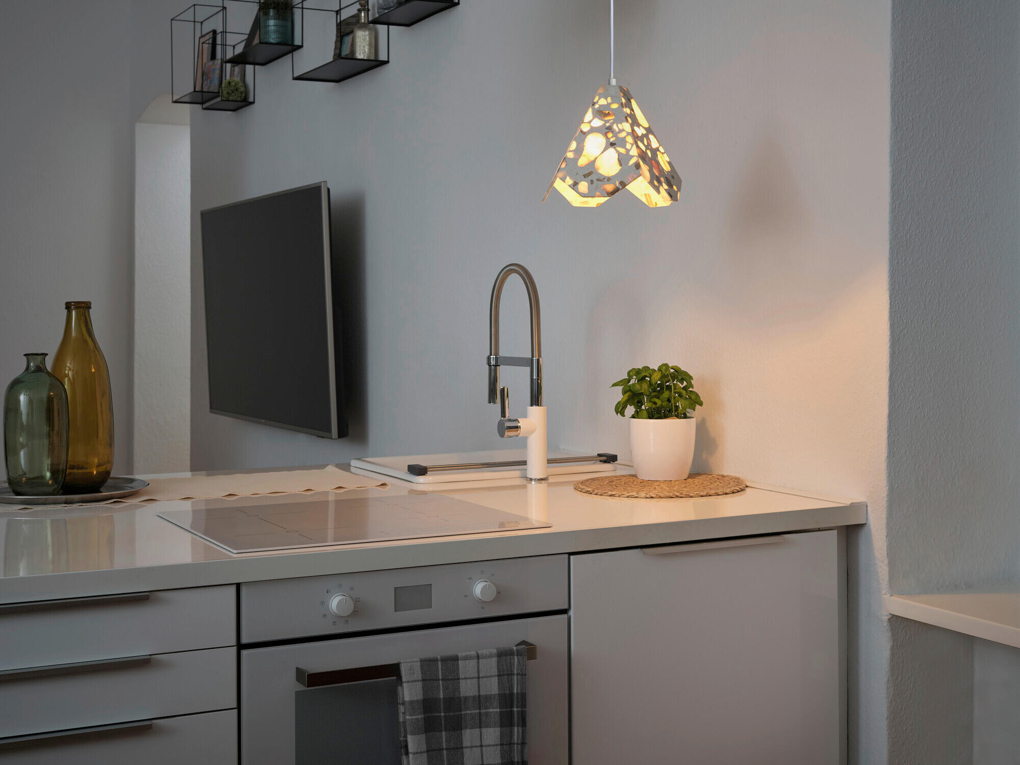 HÄNGELEUCHTE 26,4/26,2/150 cm  - Beige, Basics, Stein (26,4/26,2/150cm) - Osram