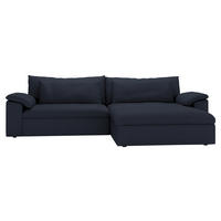 ECKSOFA  Webstoff Dunkelblau  - Schwarz/Dunkelblau, Modern, Kunststoff/Textil (306/198cm) - Carryhome