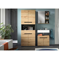 BADEZIMMER 3-teilig  in 139 cm  - Schwarz/Eiche Artisan, MODERN, Glas/Holzwerkstoff (139cm) - MID.YOU