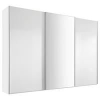 SCHWEBETÜRENSCHRANK in Weiss  - Chromfarben/Weiss, Basics, Glas/Holzwerkstoff (298/222/68cm) - Moderano