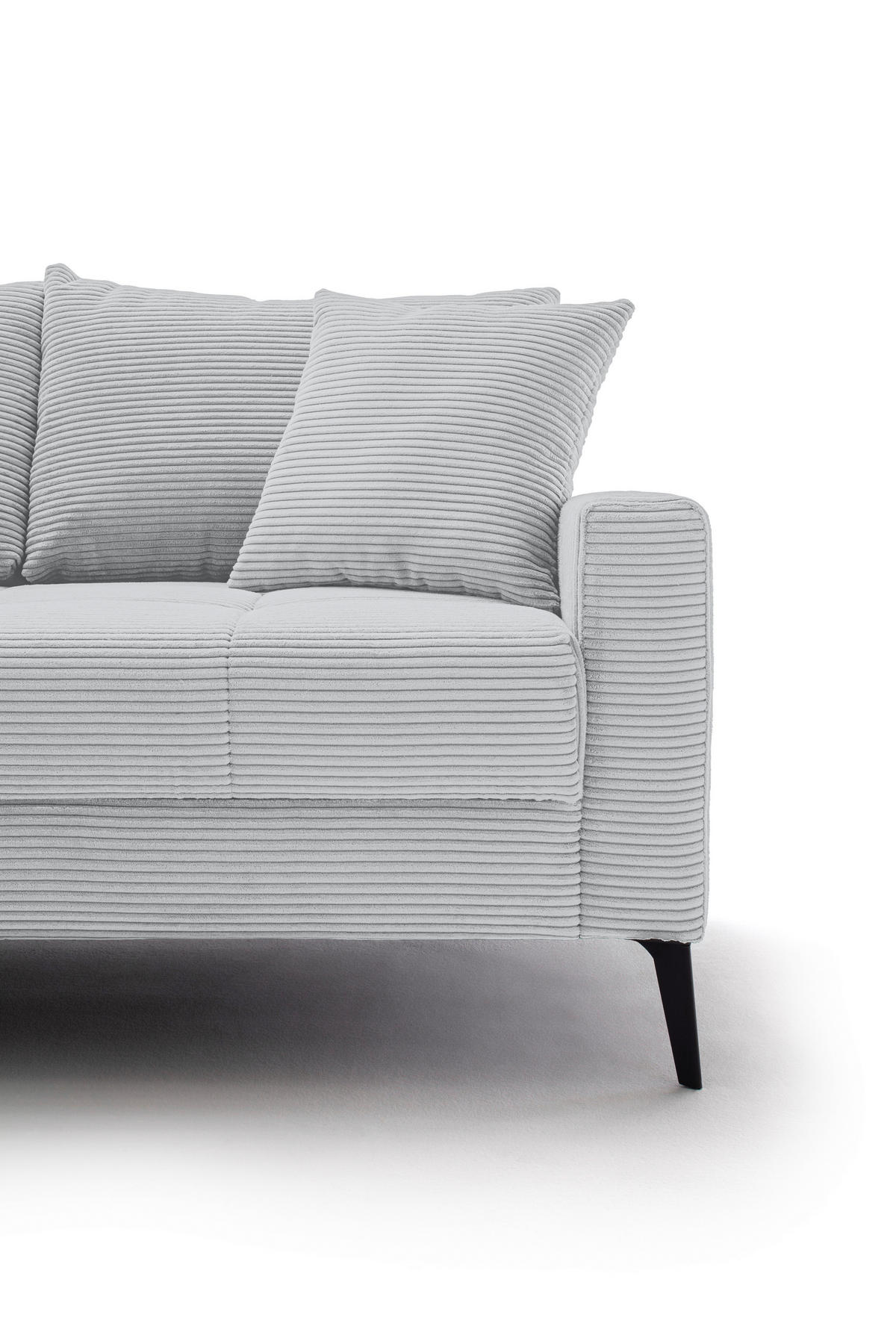 ECKSOFA Hellgrau Cord  - Hellgrau/Schwarz, KONVENTIONELL, Textil/Metall (173/280cm) - Hom`in