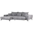 ECKSOFA  in Flachgewebe Hellgrau  205/300 cm  - Hellgrau/Schwarz, KONVENTIONELL, Textil/Metall (205/300cm) - Carryhome