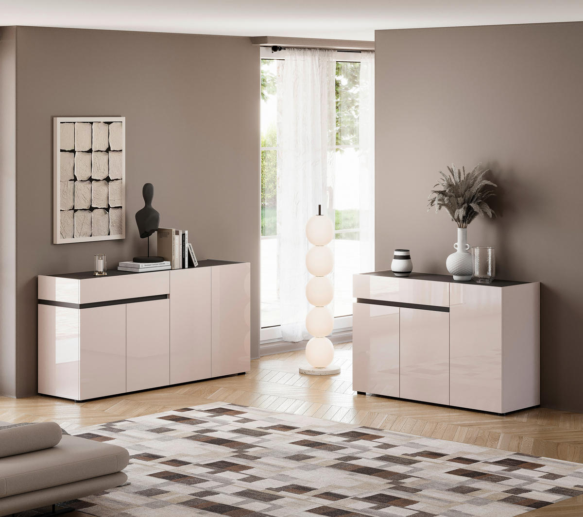 SIDEBOARD  120,2/80,1/42,6 cm 1 Schublade(n)  - Kaschmir/Anthrazit, Design, Holzwerkstoff/Kunststoff (120,2/80,1/42,6cm) - Voleo