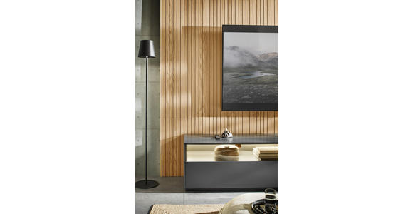 LOWBOARD Dunkelgrau  216/42/46 cm  - Dunkelgrau, Design, Glas/Holzwerkstoff (216/42/46cm) - Belluti