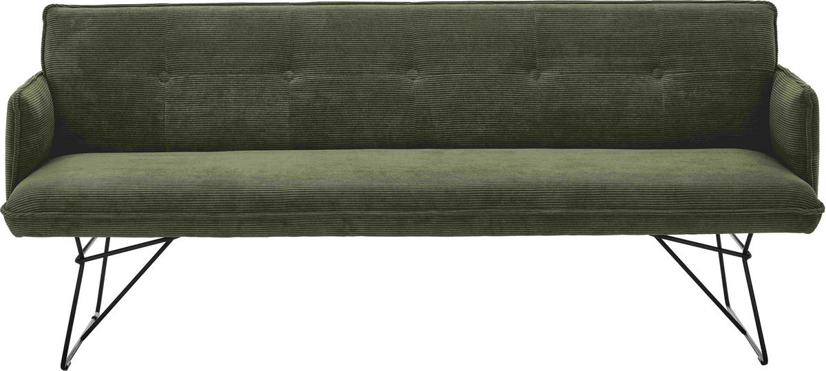 SITZBANK 212/89/70 cm  in Dunkelgrün  - Dunkelgrün/Schwarz, Design, Textil/Metall (212/89/70cm) - Pure Home Lifestyle