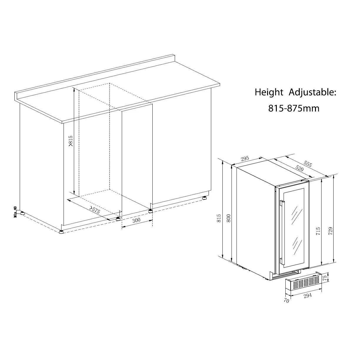 WEINKÜHLSCHRANK LSBU18DZ  - Schwarz, Basics, Glas/Holz (29,5/81,5/55,5cm)
