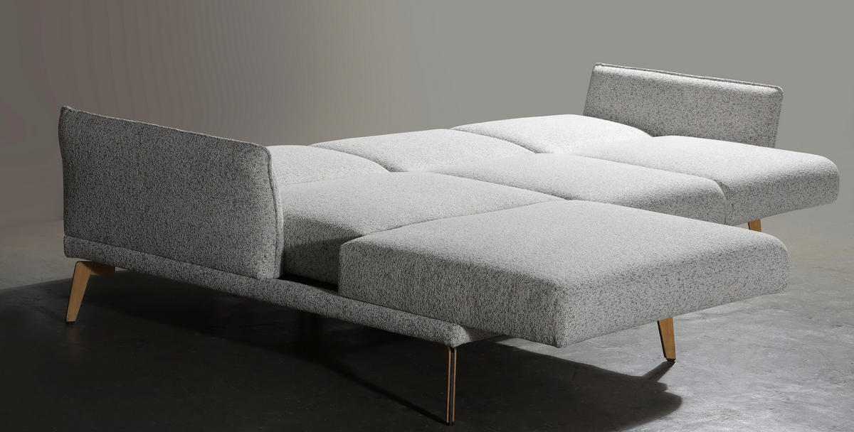 ECKSOFA  in Flachgewebe Creme, Hellgrau  - Eichefarben/Creme, Design, Holz/Textil (164/289cm) - Valnatura