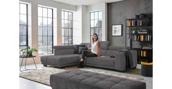 ECKSOFA  in Mikrofaser Grau  207/301 cm  - Schwarz/Grau, Design, Textil/Metall (207/301cm) - Xora